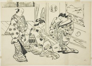 The Utsusemi Chapter från "The Tale of Genji" (Genji Utsusemi), från en serie Genji-parodier av Okumura Masanobu