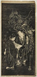 Två pojkar som de excentriska munkarna Kanzan (kinesiska: Hanshan) och Jittoku (kinesiska: Shide) av Okumura Masanobu