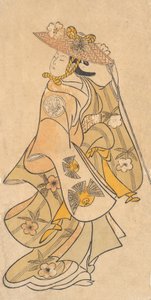 Skådespelaren Sanjo Kantaro 1697-1763 som kvinna, ca. 1730., ca. 1730. av Okumura Toshinobu