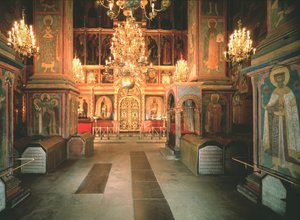 Interiör av ärkeängeln Michael-katedralen i Kreml, 1679-1681 av Old Russian Architecture