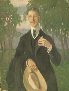 Porträtt av Nikolay Gumilyev (1886-1921) 1909 (olja på duk) av Olga Lyudvigovna Della Vos Kardovskaya