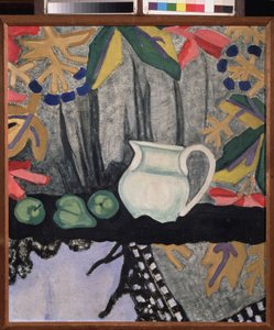Fortfarande liv. Målning av Olga Vladimirovna Rozanova (1886-1918), olja på duk, cirka 1910. Rysk konst, 1900-talet, avantgarde; Statens A. Radischev konstmuseum, Saratov (Ryssland).