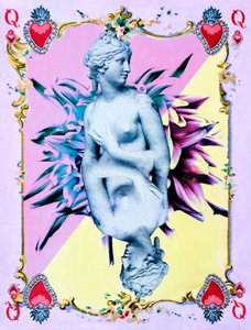 Queen of Hearts, 2019 (blandteknik på duk) av Olivia Gozzano