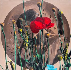 Eclipsed Portrait, 2021 (blandteknik på duk) av Olivia Gozzano