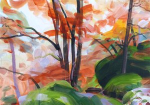 Forest 34,2018 (akryl på duk) av Olivier Morel