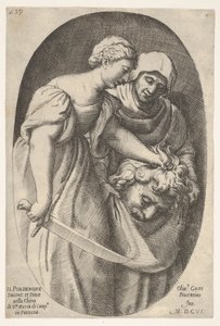 Judith med Holofernes huvud i vänster hand och ett svärd i höger hand, ackompanje..., 1606. av Oliviero Gatti