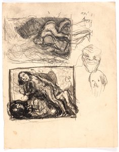 Studier för "Macbeth och häxorna" och för "Två kvinnor slåss om en man" av Oluf Hartmann