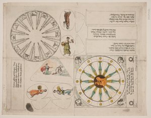 Illustrationstavla med almanackscirkel och fem verser