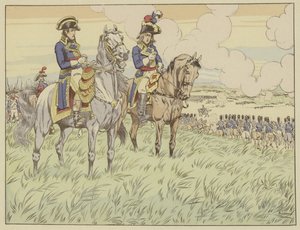 Napoleon och general Louis Desaix i slaget vid Marengo den 24 juni 1800 av Onfray de Breville Job