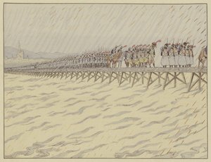 Napoleon och hans armé korsade Rhen vid Kehl, 1 oktober 1805 av Onfray de Breville Job