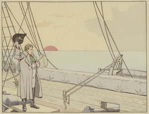 Napoleon ombord på HMS Bellerophon efter att ha överlämnat sig till britterna, 15 juli 1815 av Onfray de Breville Job