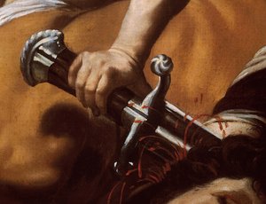 Detalj av Davids svärd från David och Goliat