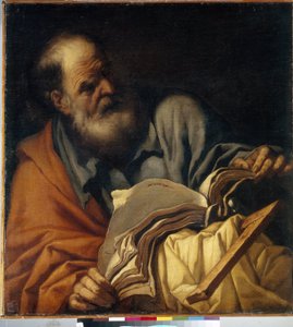Sankt Thomas, apostel. (Aposteln Sankt Thomas). Målning av Orazio Borgianni (1578-1616), olja på duk, italiensk konst (Rom)