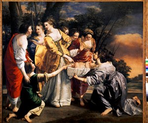 Moses räddar Nilens vatten (olja på duk av Orazio Gentileschi