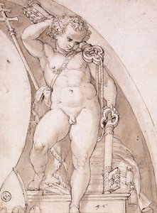 A Standing Putto Holding the Papal Keys: A Study for a Lunette, c.1575 av Orazio Samacchini