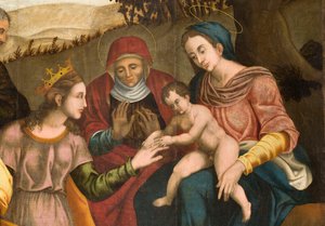 Vigsel av St. Catherine, detalj av Orazio da Spinazzola Iacobetta