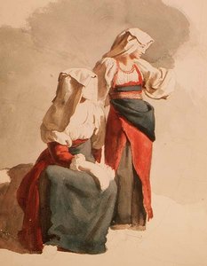 Italienska bondflickor, ca 1834 (akvarell)