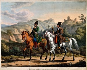 Perser röker vattenpipa till häst, ca 1820