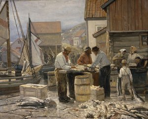 Fiskmarknad i Ålesund (olja på duk)
