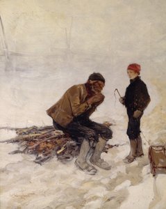 Gubben och en pojke på isen