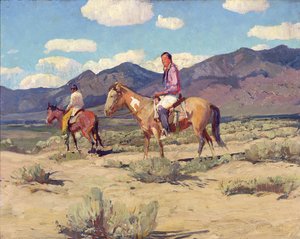 Braves of the Taos Mountains (olja på pannå)
