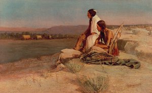 Titta på Wagon Train (olja på duk)