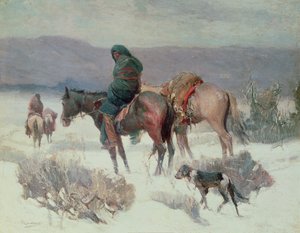 Winter Hunt (olja på duk)