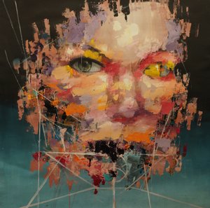 Distorted Color Model 2 , 2018-2025 (akryl och olja på duk)
