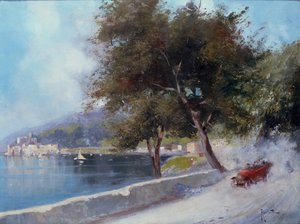 Racing on the Lake (olja på duk) av Oscar Ricciardi