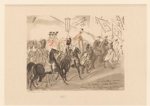 Soldater följer med en vagn Le senateur venant du Vatican (...) (titel på objekt) av Oskar Bangemann
