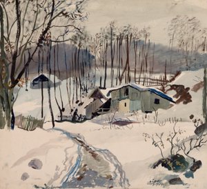 Vinterlandskap i Pressbaum av Oskar Laske
