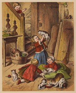 Little Kittens (färglitografi)