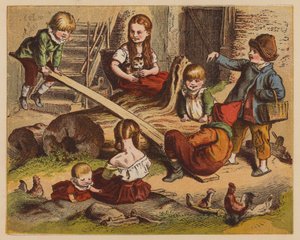 See-Saw (färglitografi) av Oskar Pletsch