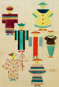 7 statyetter av näktergalen av Oskar Schlemmer