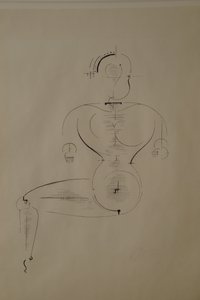 Figur från sidan: Figur H2 Sittande, 1921. av Oskar Schlemmer
