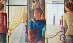 Grupp om tolv med interiör. 1930