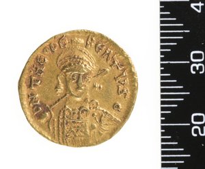 Mynt (framsidan) c.534-548 (guld) av Ostrogothic Ostrogothic