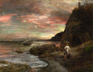 Kvällssol på Posillipo av Oswald Achenbach