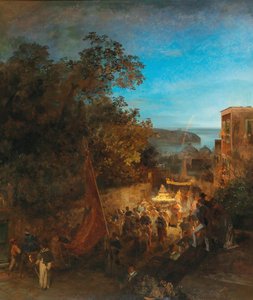 Ischia - S:ta Annas högtid, Casamicciola av Oswald Achenbach