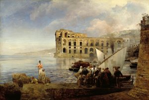 O.Achenbach, Bay nära Neapel med drottning Annas palats.