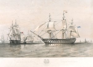 De engelska och franska flottorna i Östersjön av Oswald Walters (after) Brierly