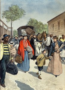 Civila engelsmän lämnar staden Ladysmith under boernas belägring av Oswaldo Tofani