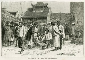 Sapeques spel. Gravyr av Tofani, för att illustrera berättelsen Trente mois au Tonkin, 1884, av Dr Paul Hocquard, i le tour du monde 1890, under ledning av Edouard Charton (1807-1890), Hachette, Paris. av Oswaldo Tofani