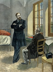 Paul Deroulede i fängelse tar emot sin advokat Oscar Falateuf 1899 (Gravyr)