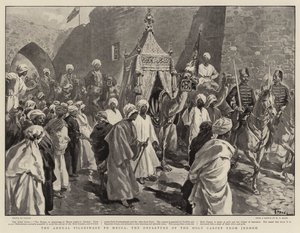 Den årliga pilgrimsfärden till Mecka, den heliga mattans avgång från Jeddah av Oswaldo Tofani