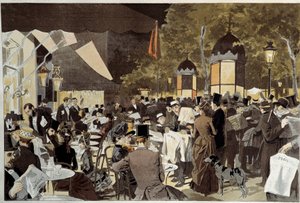 Boulevarderna på valnattens kaféterrass. Från en målning av Osvaldo Tofani (1849-1915) Ec. Ital. av Oswaldo Tofani