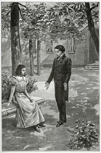 Victor Hugo förklarar sin kärlek till Adèle Foucher, 1800-talet (bw-gravyr)