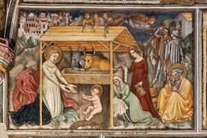 Detalj av en vägg: Nativity