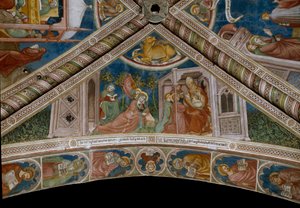 Monique förstärker i sömnen om framtiden för sin son Saint Augustine av Gud, precis under ett möte med en eveque (Fresco
