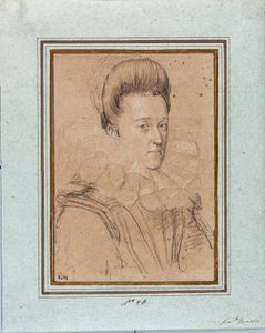 Porträtt av Eleonore de Medicis (Eleonora de Medici) (1567-1611) Hustru till Vincent I av Gonzague, hertig av Mantua (Vincenzo I Gonzaga, hertig av Mantua) (1562-1612) Teckning av Ottavio Leoni (1578-1630) Genes, Strada Nuova-museerna, inv 2432